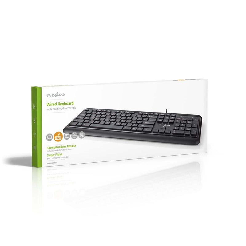 Nedis KBMU200BKUS Bedraad Toetsenbord Usb Usb Gevoed Multimedia Qwerty Us Internationaal Ja