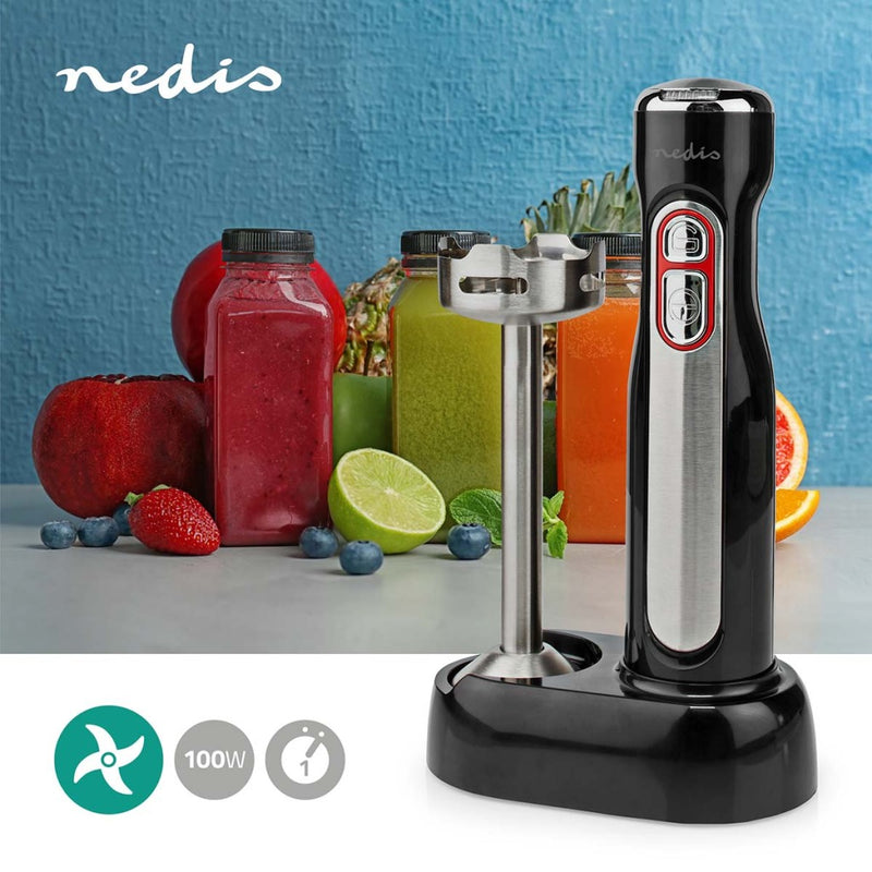 Nedis KAHB600BK Staafmixer 100W Zilver/Zwart