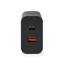 Nedis WCPD65W130BK Oplader Snellaad Functie 2.0 / 2.25 / 3.25 A Outputs: 2 Usb-a / Usb-c&trade; 65