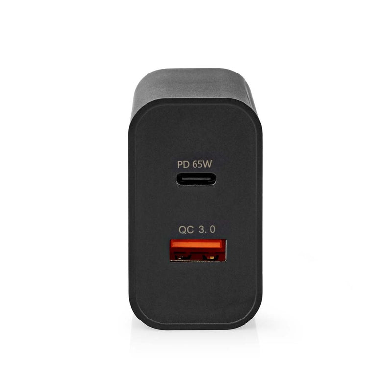 Nedis WCPD65W130BK Oplader Snellaad Functie 2.0 / 2.25 / 3.25 A Outputs: 2 Usb-a / Usb-c&trade; 65