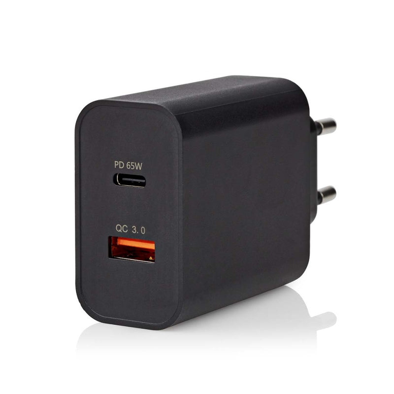 Nedis WCPD65W130BK Oplader Snellaad Functie 2.0 / 2.25 / 3.25 A Outputs: 2 Usb-a / Usb-c&trade; 65