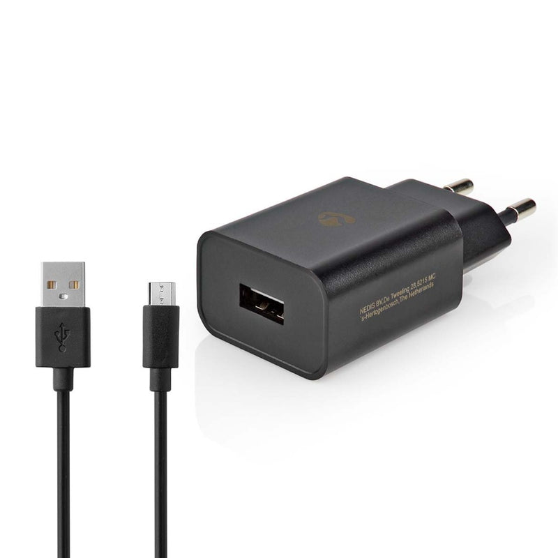 Nedis WCHAM105ABK Oplader 1.0 A Outputs: 1 Usb-a Micro-usb 1.00 M 5 W Single Voltage Output