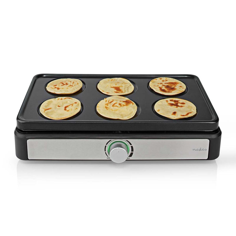 Nedis FCRA310FBK6 Party Wokset Grill 6 Personen Spatel Temperatuurinstelling Anti-aanbak Laag Recht