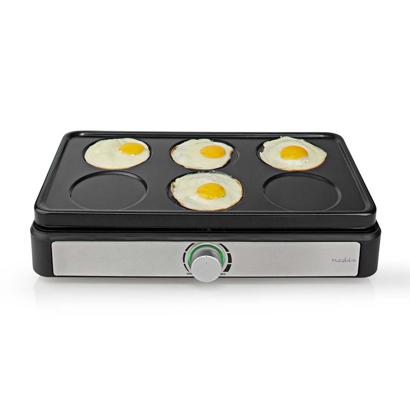 Nedis FCRA310FBK6 Party Wokset Grill 6 Personen Spatel Temperatuurinstelling Anti-aanbak Laag Recht