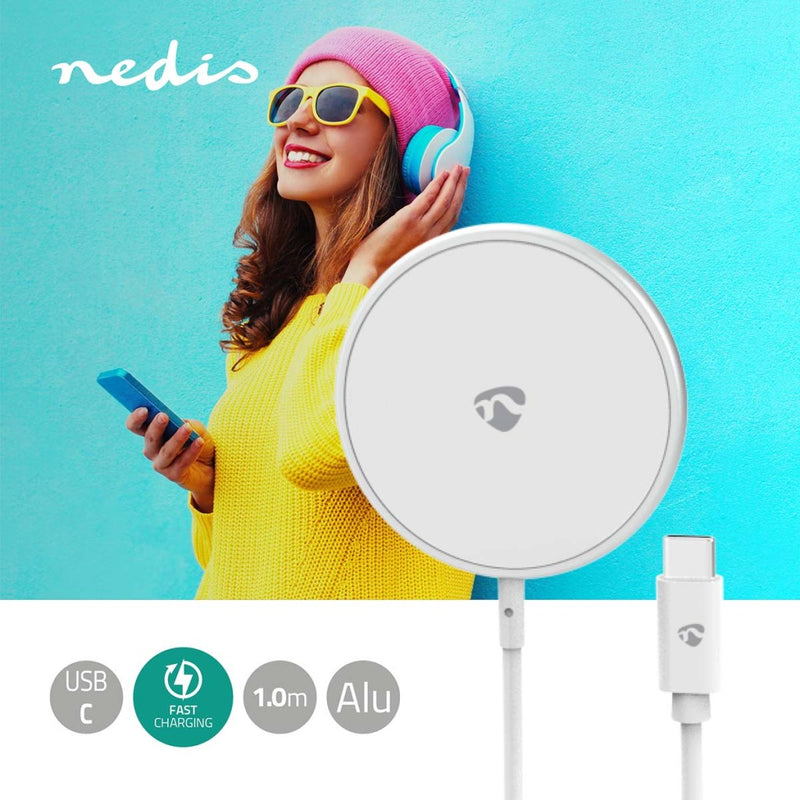 Nedis WCHAQM200SI Draadloze Oplader 5 / 7.5 / 10 / 15 W 1 / 1.1 / 1.67 / 2 A Inclusief Kabel Usb Ty