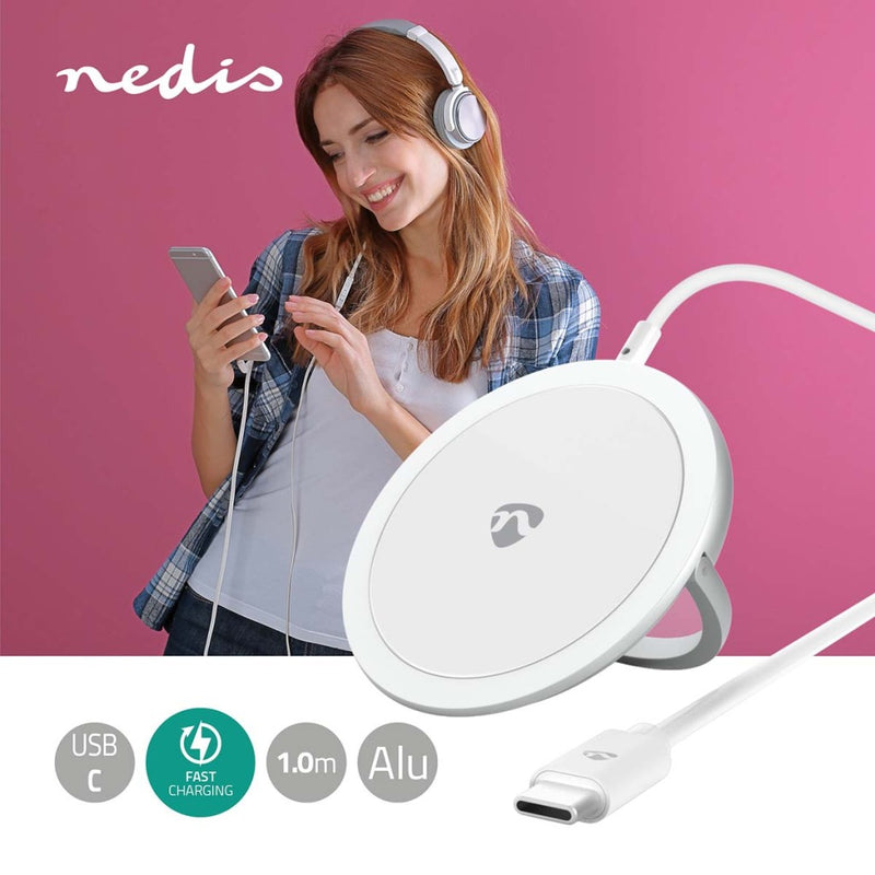 Nedis WCHAQM250SI Draadloze Oplader Staand 5 / 7.5 / 10 / 15 W 1 / 1.1 / 1.67 / 2 A Inclusief Kabel
