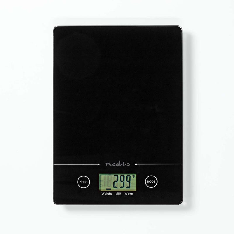 Nedis KASC620BK Keukenweegschaal Digitaal Glas / Kunststof Cr 2032 Batterij Zwart