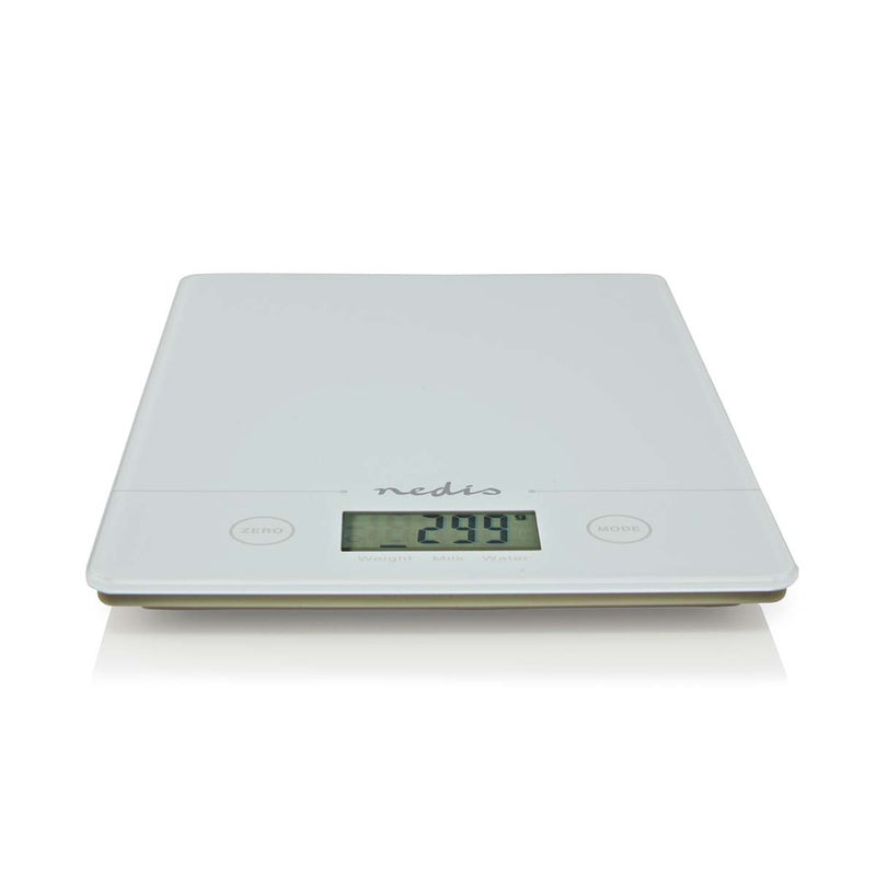 Nedis KASC620WT Keukenweegschaal Digitaal Glas / Kunststof Cr 2032 Batterij Wit