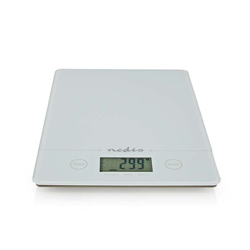 Nedis KASC620WT Keukenweegschaal Digitaal Glas / Kunststof Cr 2032 Batterij Wit