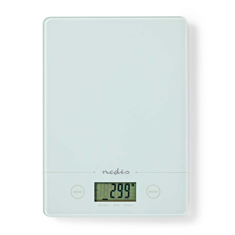 Nedis KASC620WT Keukenweegschaal Digitaal Glas / Kunststof Cr 2032 Batterij Wit