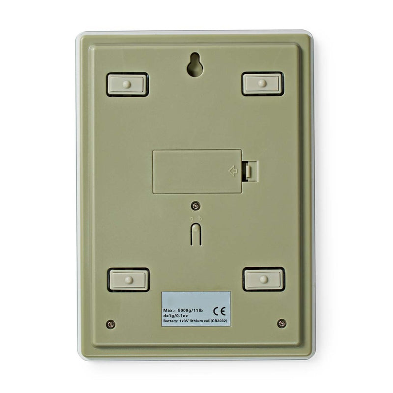 Nedis KASC620WT Keukenweegschaal Digitaal Glas / Kunststof Cr 2032 Batterij Wit