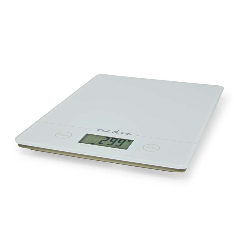 Nedis KASC620WT Keukenweegschaal Digitaal Glas / Kunststof Cr 2032 Batterij Wit