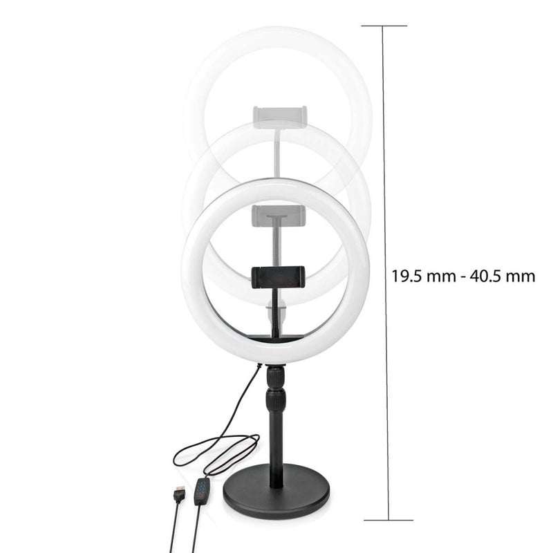 Nedis RLSTND200BK Ringlicht 10 Inch 120 Led's 2700 - 6700 K Grondplaat Zwart