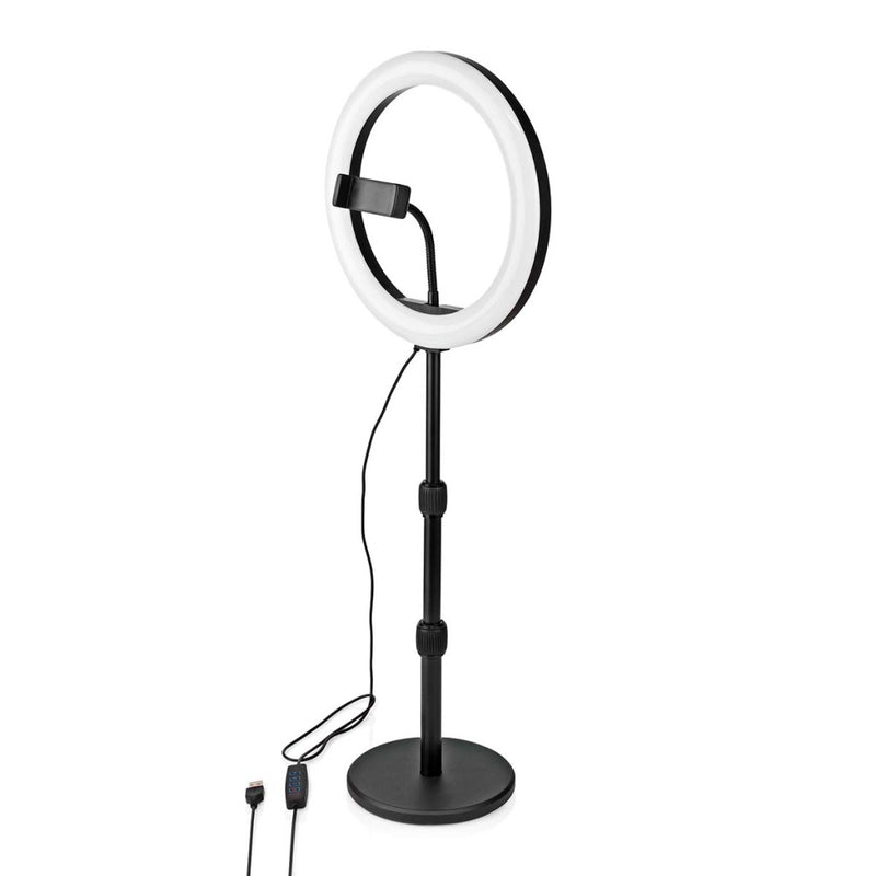 Nedis RLSTND200BK Ringlicht 10 Inch 120 Led's 2700 - 6700 K Grondplaat Zwart