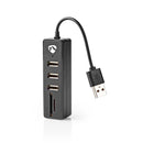 Nedis UHUBCU2340BK Usb-hub Usb-a Male Usb-a Female 3 Poort(en) Usb Gevoed Sd &amp; Microsd / 3x Usb