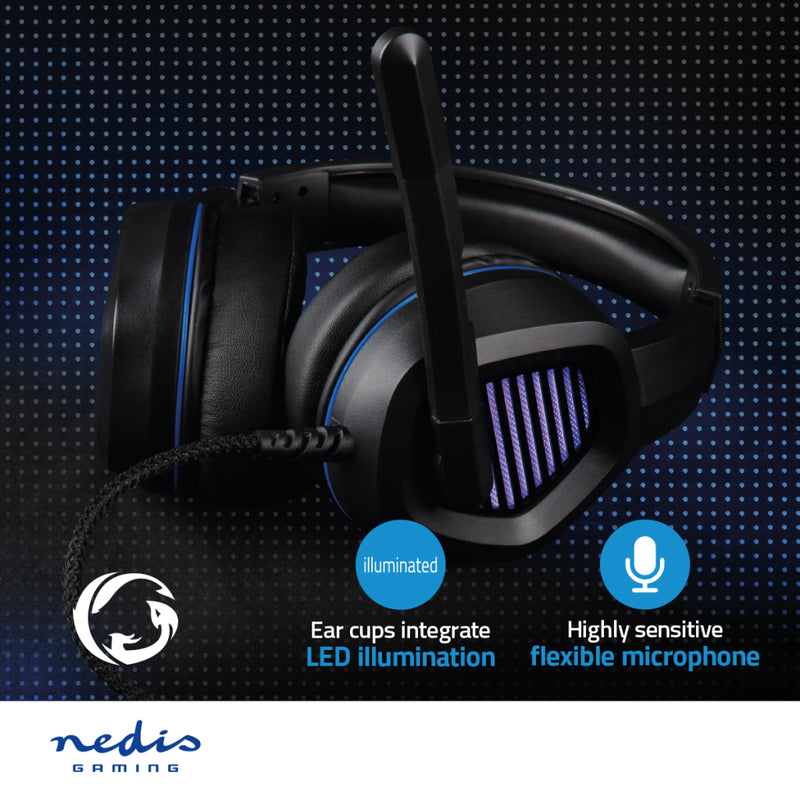 Nedis GHST410BK Gaming Headset Over-ear Surround Usb Type-a Inklapbare Microfoon 2.10 M Led