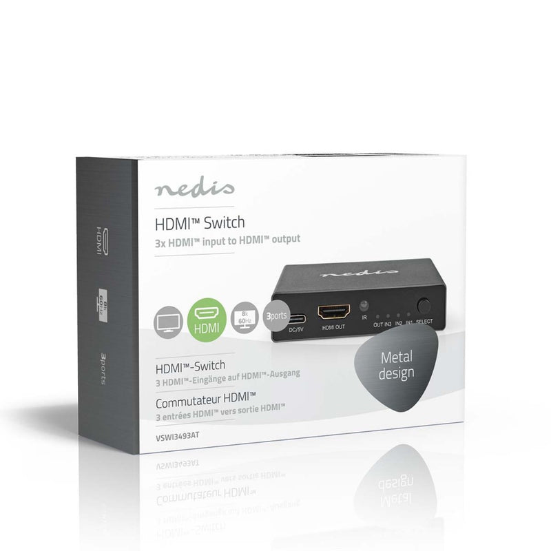 Nedis VSWI3493AT Hdmi&trade;-switch 3 Poort(en) 3x Hdmi&trade; Input Hdmi&trade; Output 8k@60hz 45