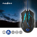 Nedis GMWD210BK Gaming Muis Bedraad Dpi: 1200 / 1800 / 2400 / 3600 Dpi Instelbare Dpi Aantal Knoppe