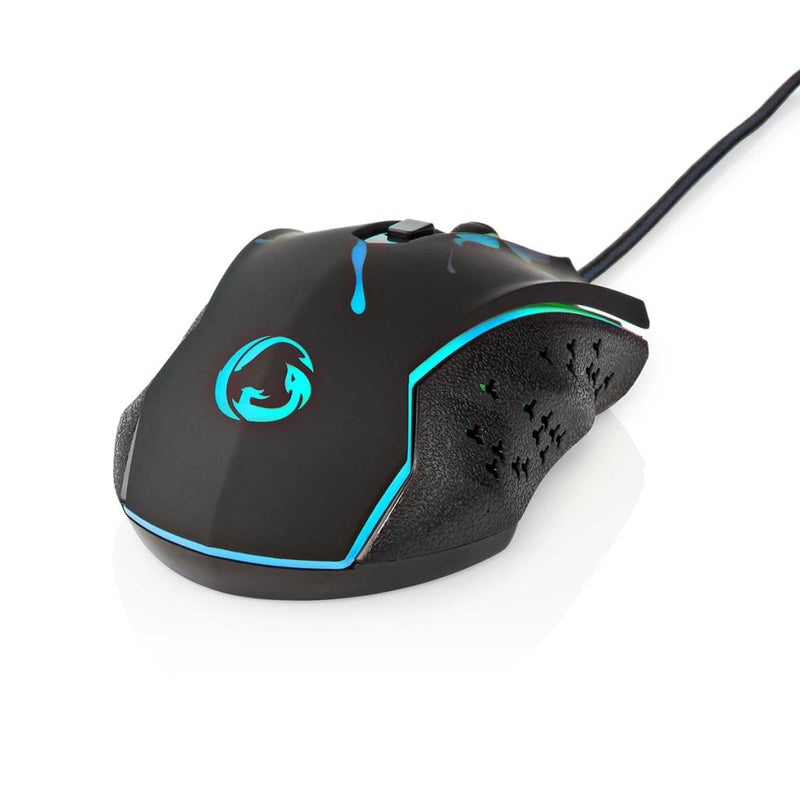 Nedis GMWD210BK Gaming Muis Bedraad Dpi: 1200 / 1800 / 2400 / 3600 Dpi Instelbare Dpi Aantal Knoppe