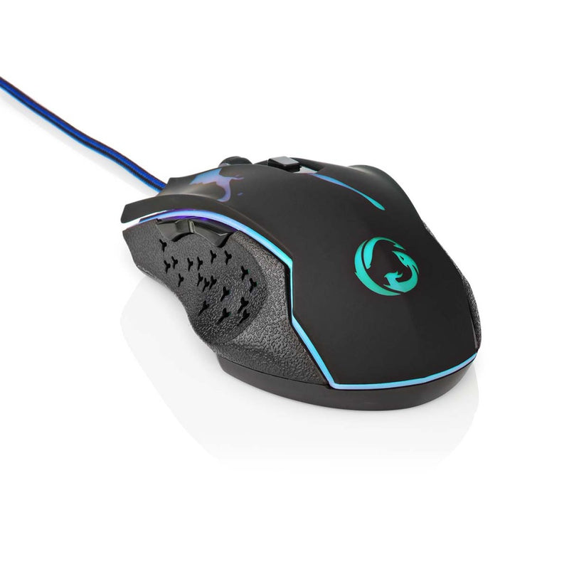 Nedis GMWD210BK Gaming Muis Bedraad Dpi: 1200 / 1800 / 2400 / 3600 Dpi Instelbare Dpi Aantal Knoppe