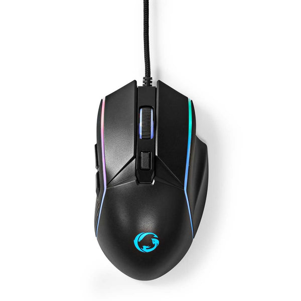 Nedis GMWD510BK Gaming Muis Bedraad Dpi: 800 / 1200 / 2400 / 3200 / 4800 / 7200 Dpi Instelbare Dpi