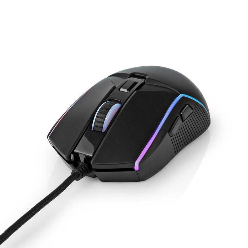 Nedis GMWD510BK Gaming Muis Bedraad Dpi: 800 / 1200 / 2400 / 3200 / 4800 / 7200 Dpi Instelbare Dpi