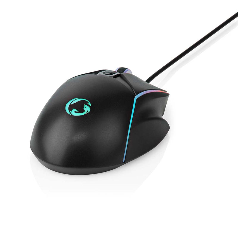 Nedis GMWD510BK Gaming Muis Bedraad Dpi: 800 / 1200 / 2400 / 3200 / 4800 / 7200 Dpi Instelbare Dpi