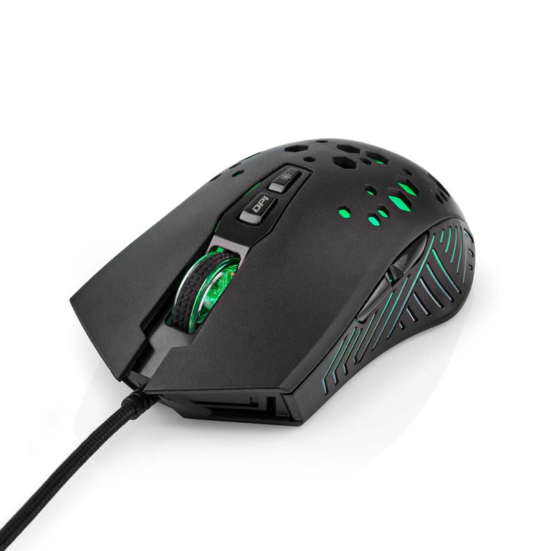 Nedis GMWD410BK Gaming Muis Bedraad Dpi: 800 / 1200 / 2400 / 3200 / 4800 / 7200 Dpi Instelbare Dpi