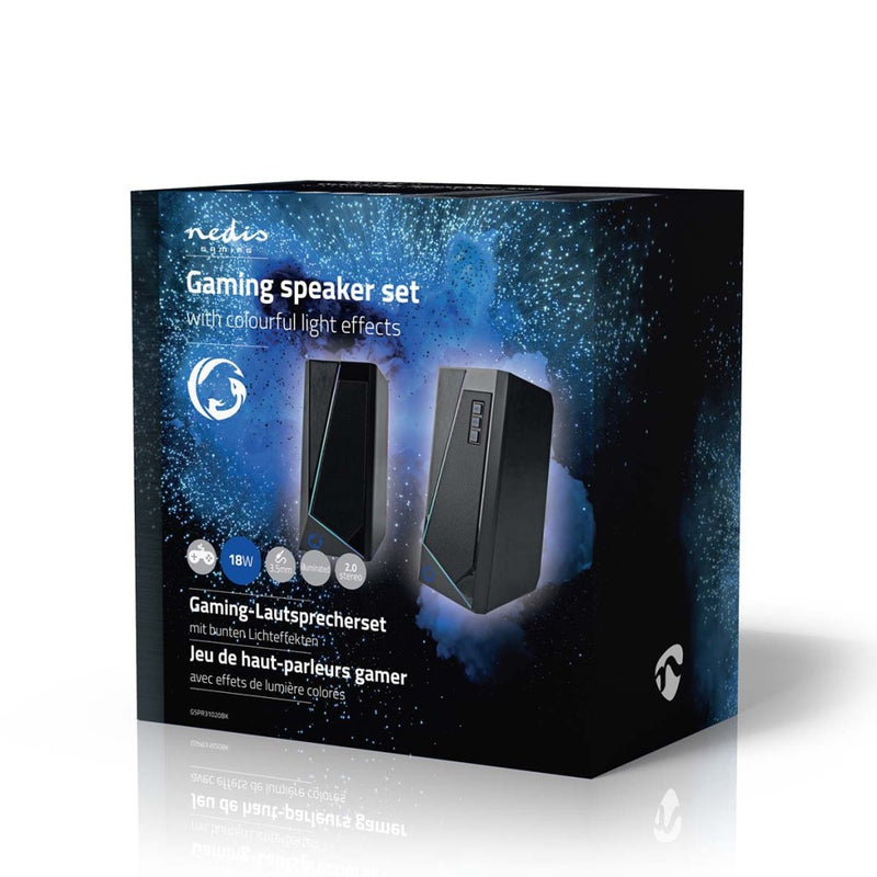 Nedis GSPR31020BK Gaming Speaker Speaker-kanalen: 2.0 Usb Gevoed 3,5 Mm Male 18 W Led Volumebedieni