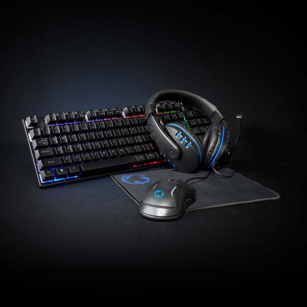 Nedis GCK51110BKUS Gaming Combo Kit 5-in-1 Toetsenbord, Koptelefoon, Muis En Muismat Zwart Qwerty U