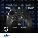 Nedis GGPDW110BK Gamepad Draadloos Batterij Gevoed Pc Aantal Knoppen: 11 Kabellengte: 1.00 M Zwart