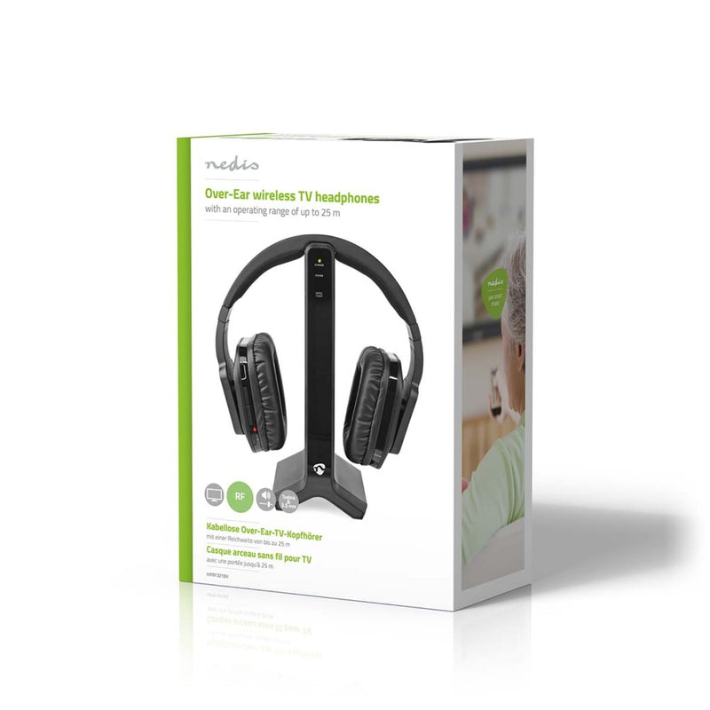 Nedis HPRF321BK Draadloze Tv-koptelefoon Rf Over-ear Maximale Batterijduur: 8 Hrs 25 M Digitale Aud