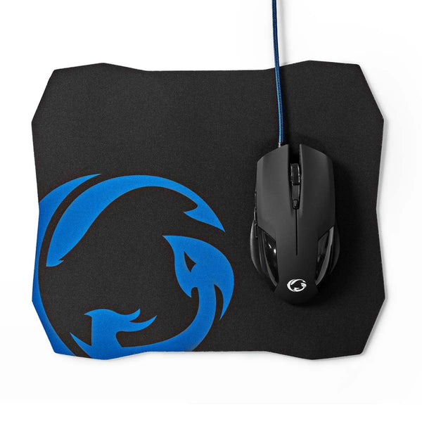 Nedis GMMP110BK Gaming Muis &amp; Muismat Set Bedraad Dpi: 1200 / 2400 / 4800 / 7200 Dpi Instelbare