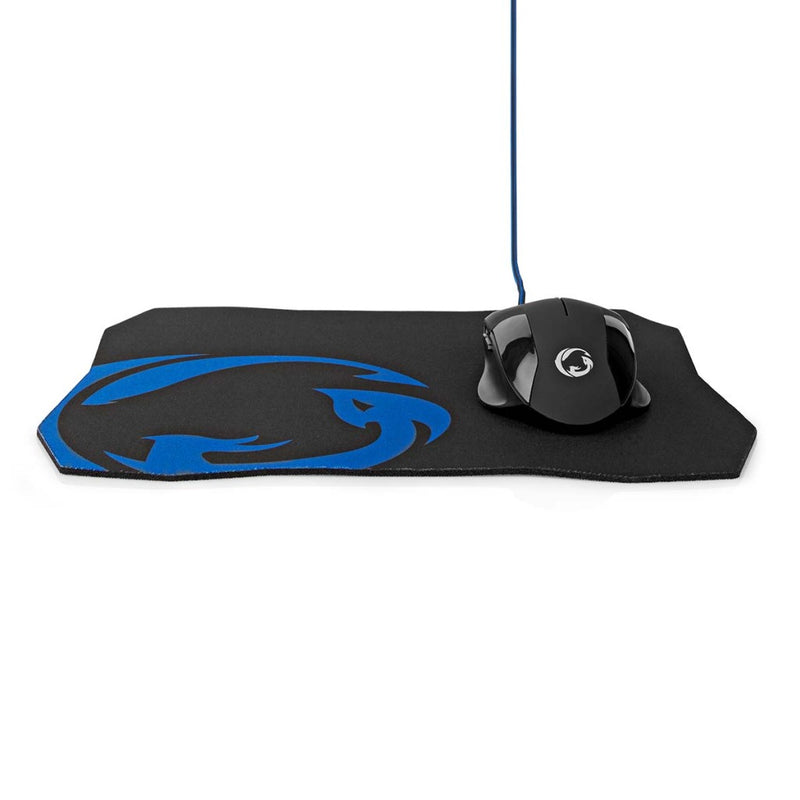 Nedis GMMP110BK Gaming Muis &amp; Muismat Set Bedraad Dpi: 1200 / 2400 / 4800 / 7200 Dpi Instelbare