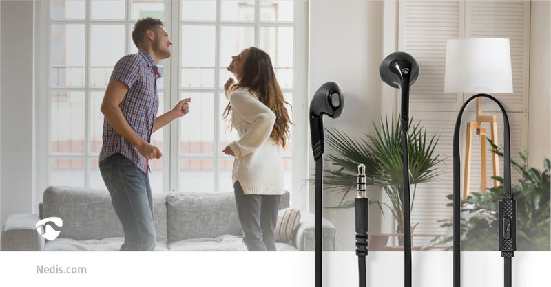 Nedis HPWD2021BK Bedrade Koptelefoon 3,5 Mm Kabellengte: 1.20 M Ingebouwde Microfoon Zwart