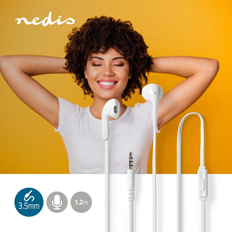 Nedis HPWD2021WT Bedrade Koptelefoon 3,5 Mm Kabellengte: 1.20 M Ingebouwde Microfoon Wit