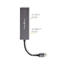 Nedis UHUBU3450AT Usb-hub 1x Usb-c&trade; 3.2 Gen 2 Male 2x Usb-a 3.2 Gen 2 Female / 2x Usb-c&trade
