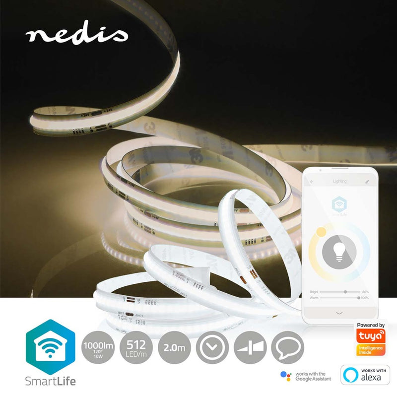 Nedis WIFILSC20CWT Smartlife Led Strip Wi-fi Warm Tot Koel Wit Cob 2.00 M Ip20 2700 - 6500 K 1000 L