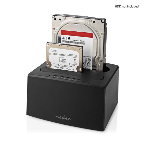 Nedis HDDUDB3210BK Docking Station Voor Harde Schijf Usb 3.2 Gen1 Usb Type-a 2 Schijven 2.5 / 3.5 &