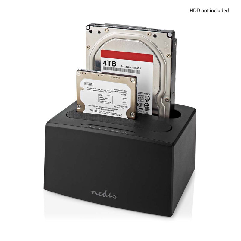 Nedis HDDUDB3210BK Docking Station Voor Harde Schijf Usb 3.2 Gen1 Usb Type-a 2 Schijven 2.5 / 3.5 &