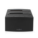 Nedis HDDUDB3210BK Docking Station Voor Harde Schijf Usb 3.2 Gen1 Usb Type-a 2 Schijven 2.5 / 3.5 &