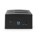 Nedis HDDUDB3210BK Docking Station Voor Harde Schijf Usb 3.2 Gen1 Usb Type-a 2 Schijven 2.5 / 3.5 &