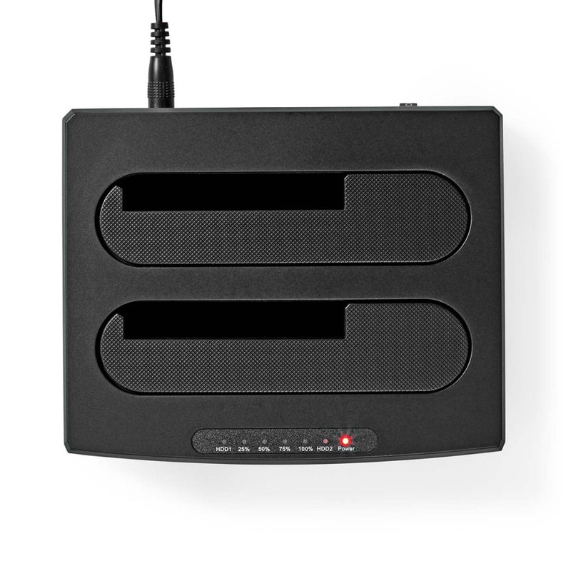 Nedis HDDUDB3210BK Docking Station Voor Harde Schijf Usb 3.2 Gen1 Usb Type-a 2 Schijven 2.5 / 3.5 &