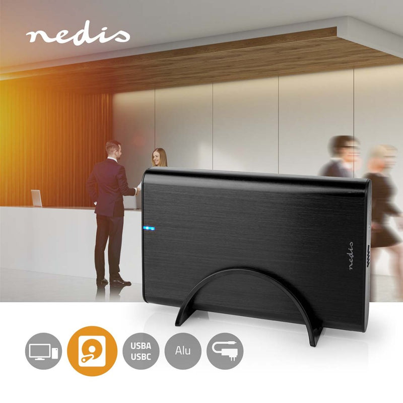Nedis HDDE35410BK Hardeschijfbehuizing 3.5 &quot; Usb 3.2 Gen1 Usb Type-a / Usb Type-c&trade; Noteb