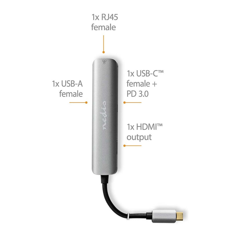 Nedis CCBW64220AT02 Usb Multi-port Adapter Usb 3.2 Gen 1 Usb-c&trade; Male Hdmi&trade; Output / Rj4