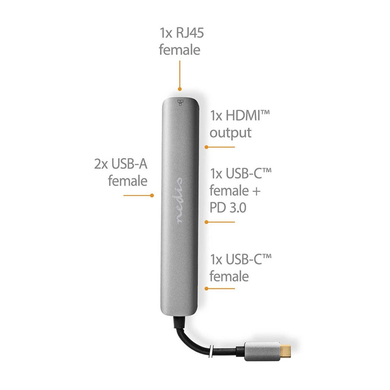 Nedis CCBW64230AT02 Usb Multi-port Adapter Usb 3.2 Gen 1 Usb-c&trade; Male Hdmi&trade; Output / Rj4