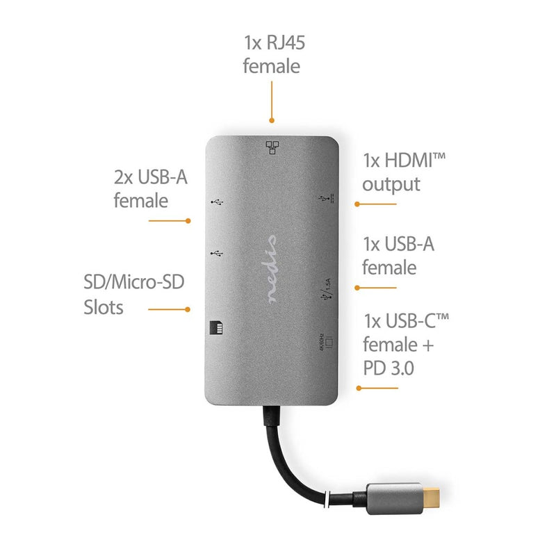 Nedis CCBW64240AT02 Usb Multi-port Adapter Usb 3.2 Gen 1 Usb-c&trade; Male Hdmi&trade; Output / Mic
