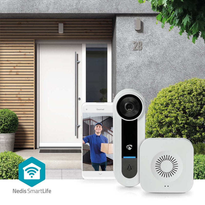 Nedis WIFICDP40CWT Smartlife Videodeurbel Wi-fi Netvoeding 1536x1536 Cloud Opslag (optioneel) / Mic