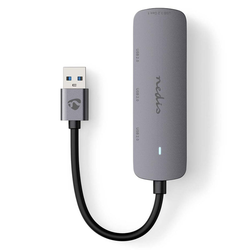Nedis CCGB61210GY01 Usb-hub Usb-a Male 4x Usb A Female 4-poorts Poort(en) Usb 2.0 / Usb 3.2 Gen 1 U
