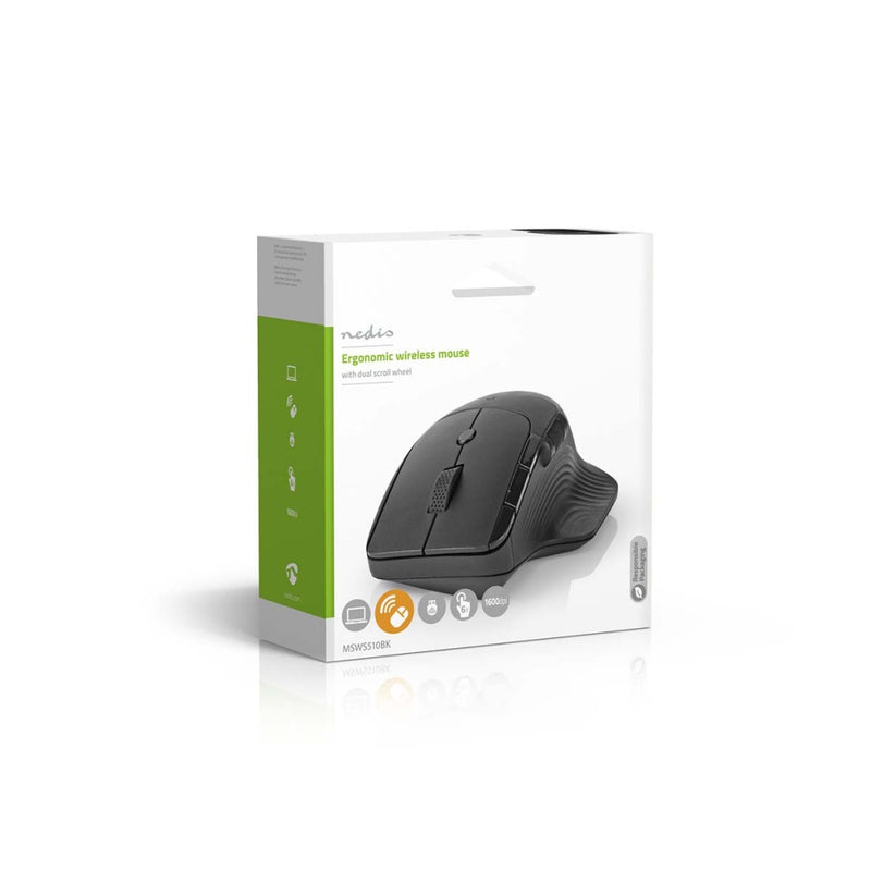 Nedis MSWS510BK Muis Draadloos 800 / 1200 / 1600 Dpi Instelbare Dpi Aantal Knoppen: 6 Rechtshandig
